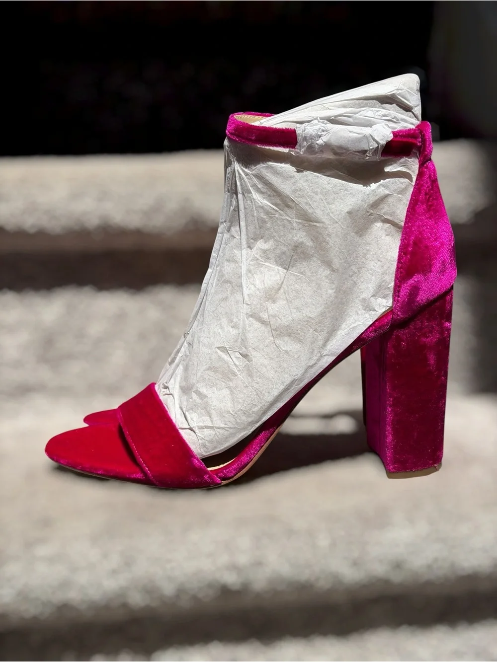 NEW Sam Edelman Yaro Raspberry Velvet Block Heels Barbiecore Glam Women’s 10